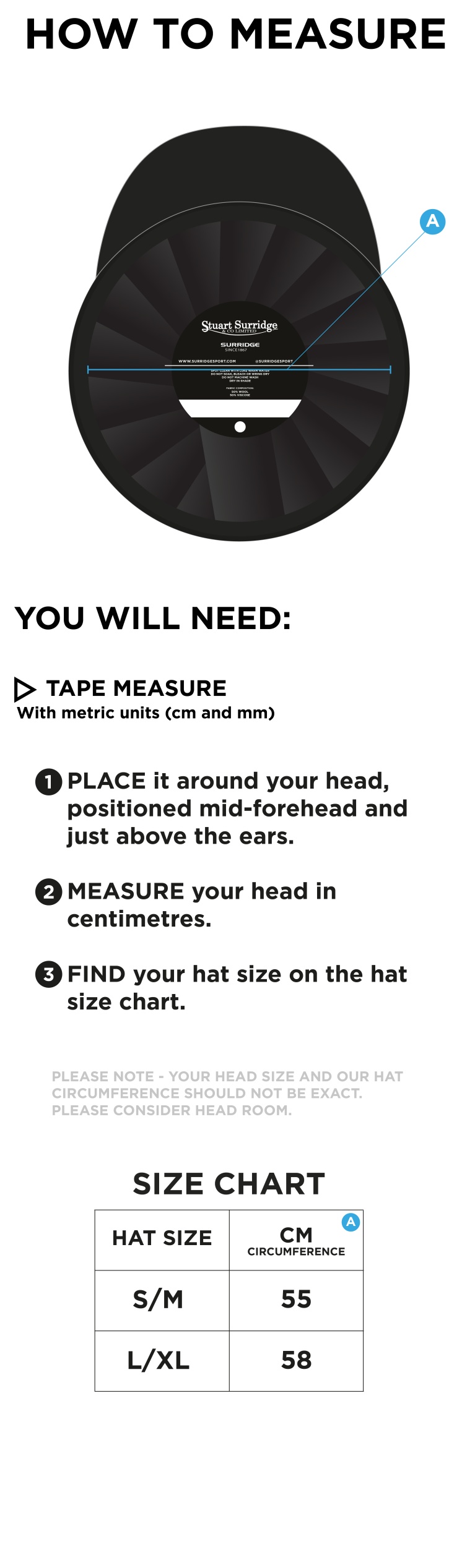 High Halstow CC - Baggy Cricket Cap - Maroon - Size Guide