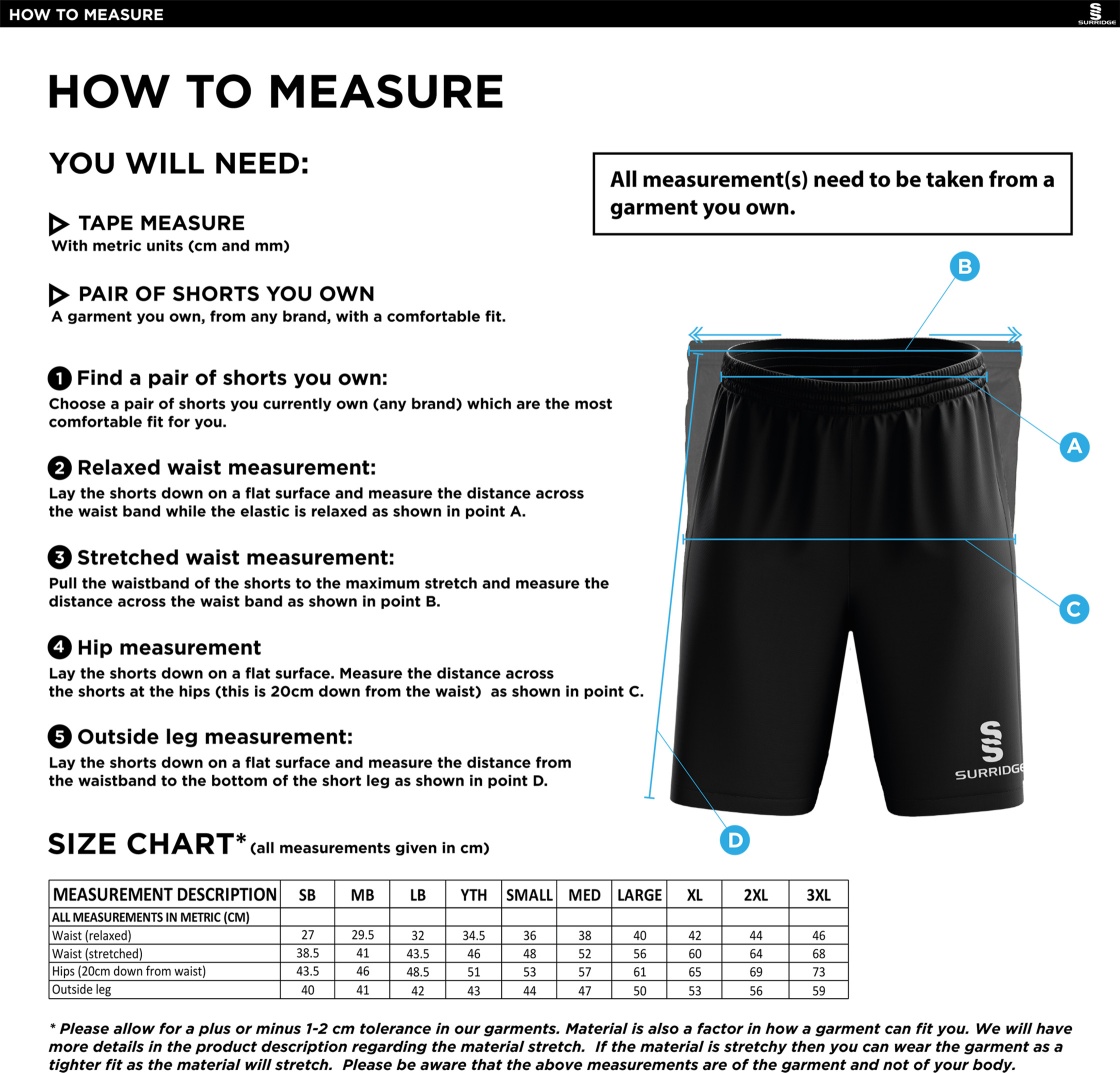 High Halstow CC - Blade Shorts - Size Guide